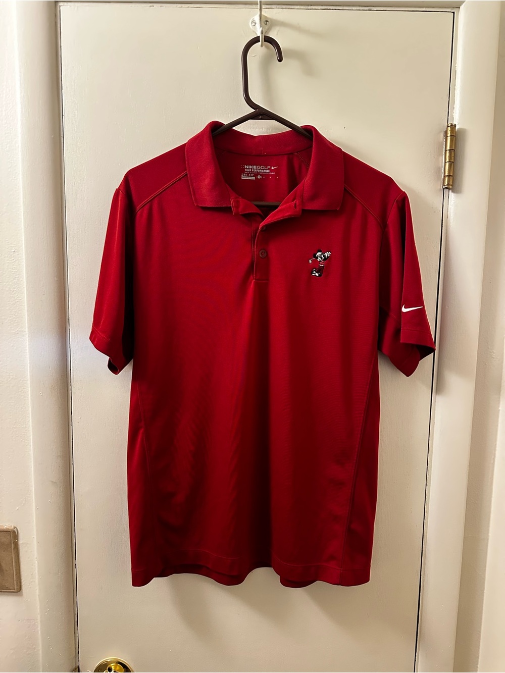 Nike Golf Red Short Sleeve Polo with Embroidered Mickey Mouse